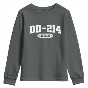 DD-214 Alumni Youth Sweatshirt US Army Pride Military Veteran Retired TS10 Dark Heather Print Your Wear