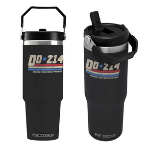 DD-214 Flip Straw Tumbler Armed Forces Military Alumni Vintage Veteran TS10 One Size: 30 oz Black Print Your Wear
