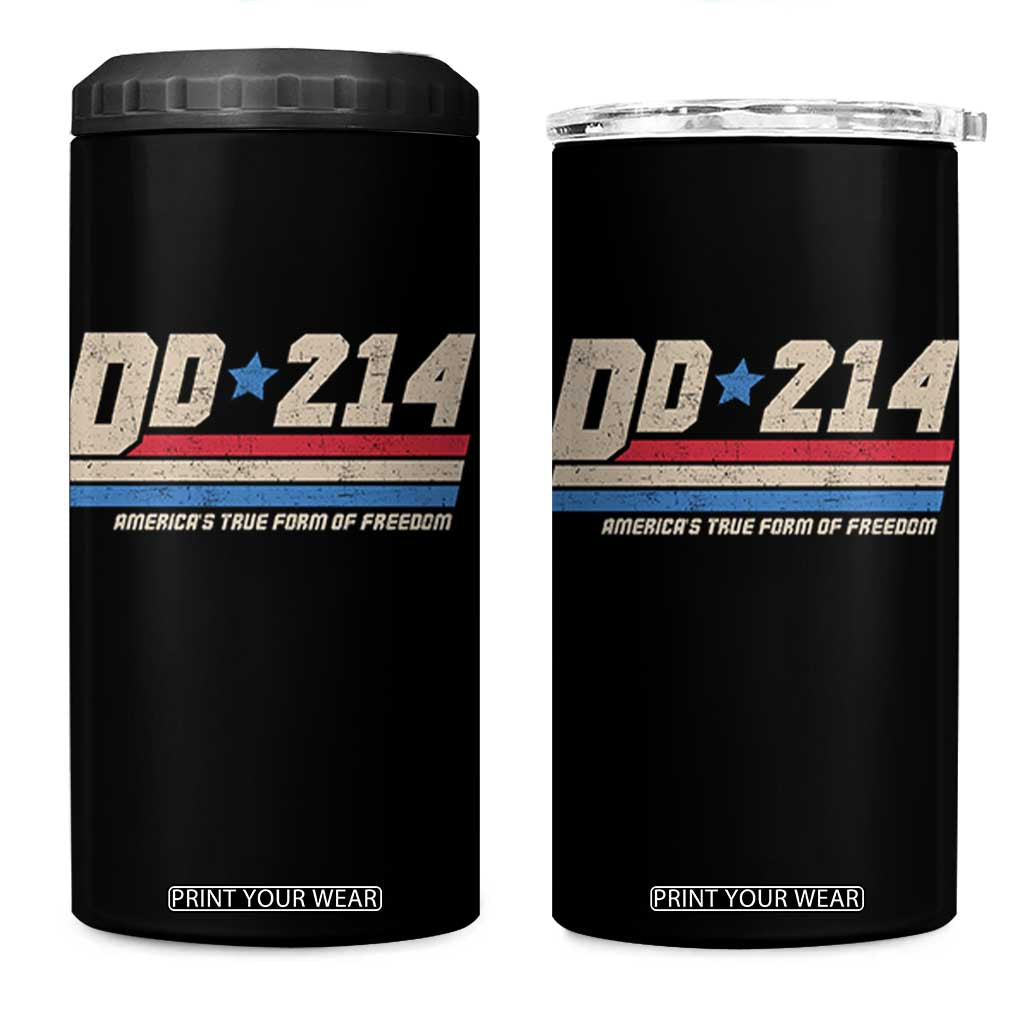 DD-214 4 in 1 Can Cooler Tumbler Armed Forces Military Alumni Vintage Veteran TS10 One Size: 16 oz Black Print Your Wear