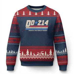 DD-214 Ugly Christmas Sweater Armed Forces Military Alumni Vintage Veteran TS10 Navy Red Print Your Wear