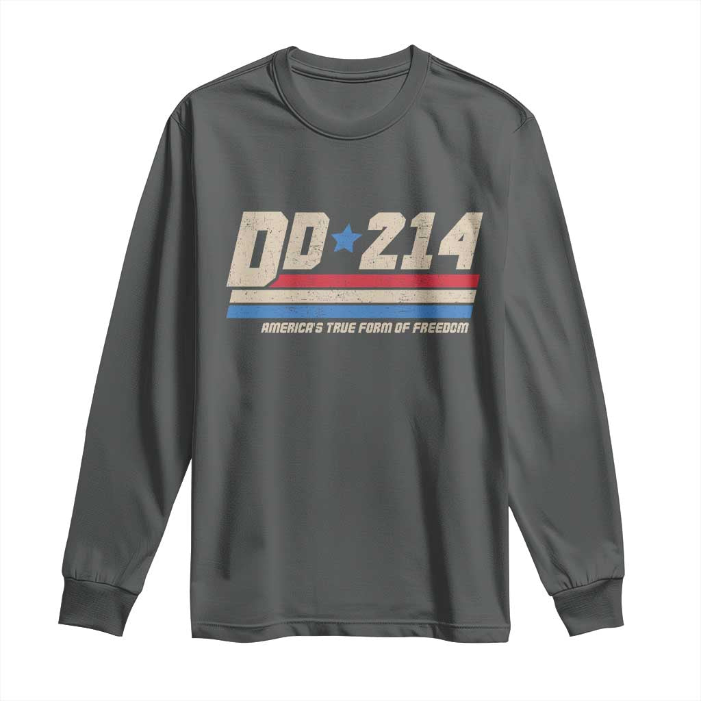 DD-214 Long Sleeve Shirt Armed Forces Military Alumni Vintage Veteran TS10 Dark Heather Print Your Wear