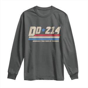 DD-214 Long Sleeve Shirt Armed Forces Military Alumni Vintage Veteran TS10 Dark Heather Print Your Wear