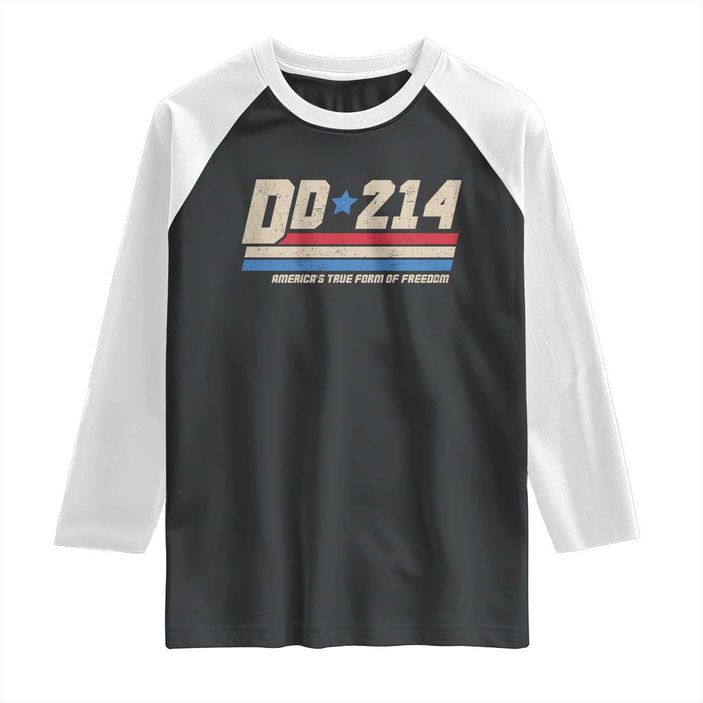 DD-214 Raglan Shirt Armed Forces Military Alumni Vintage Veteran TS10 Black White Print Your Wear