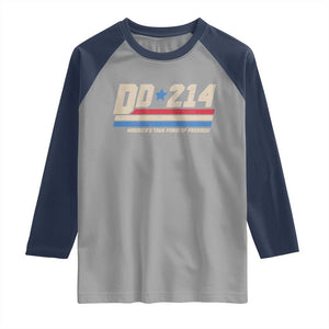 DD-214 Raglan Shirt Armed Forces Military Alumni Vintage Veteran TS10 Sport Gray Navy Print Your Wear