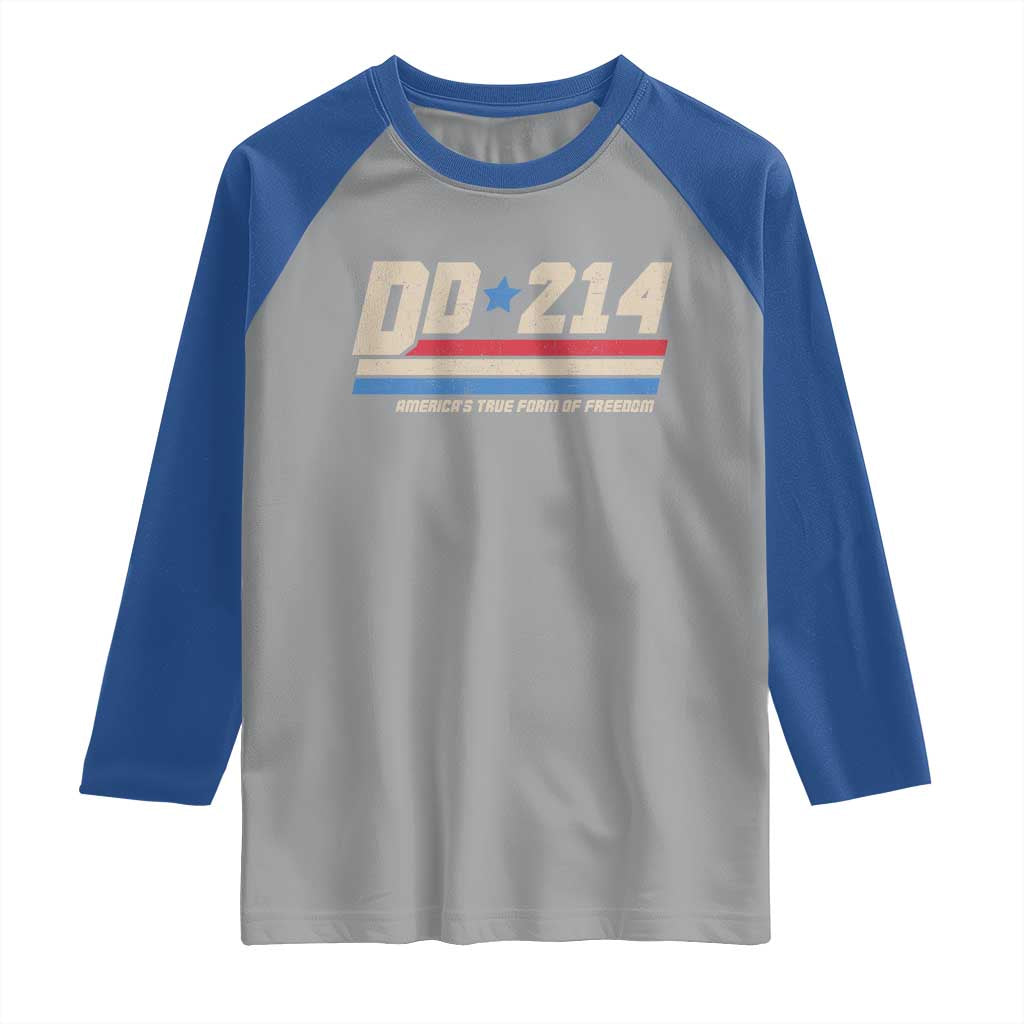 DD-214 Raglan Shirt Armed Forces Military Alumni Vintage Veteran TS10 Sport Gray Royal Print Your Wear