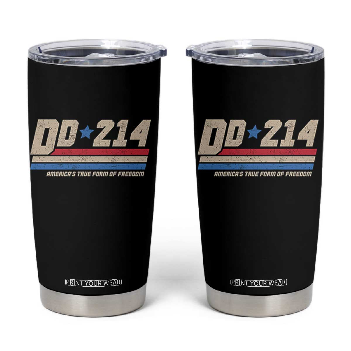 DD-214 Tumbler Cup Armed Forces Military Alumni Vintage Veteran TS10 Black Print Your Wear