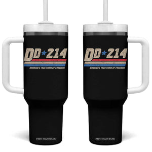 DD-214 Tumbler With Handle Armed Forces Military Alumni Vintage Veteran TS10 One Size: 40 oz Black Print Your Wear