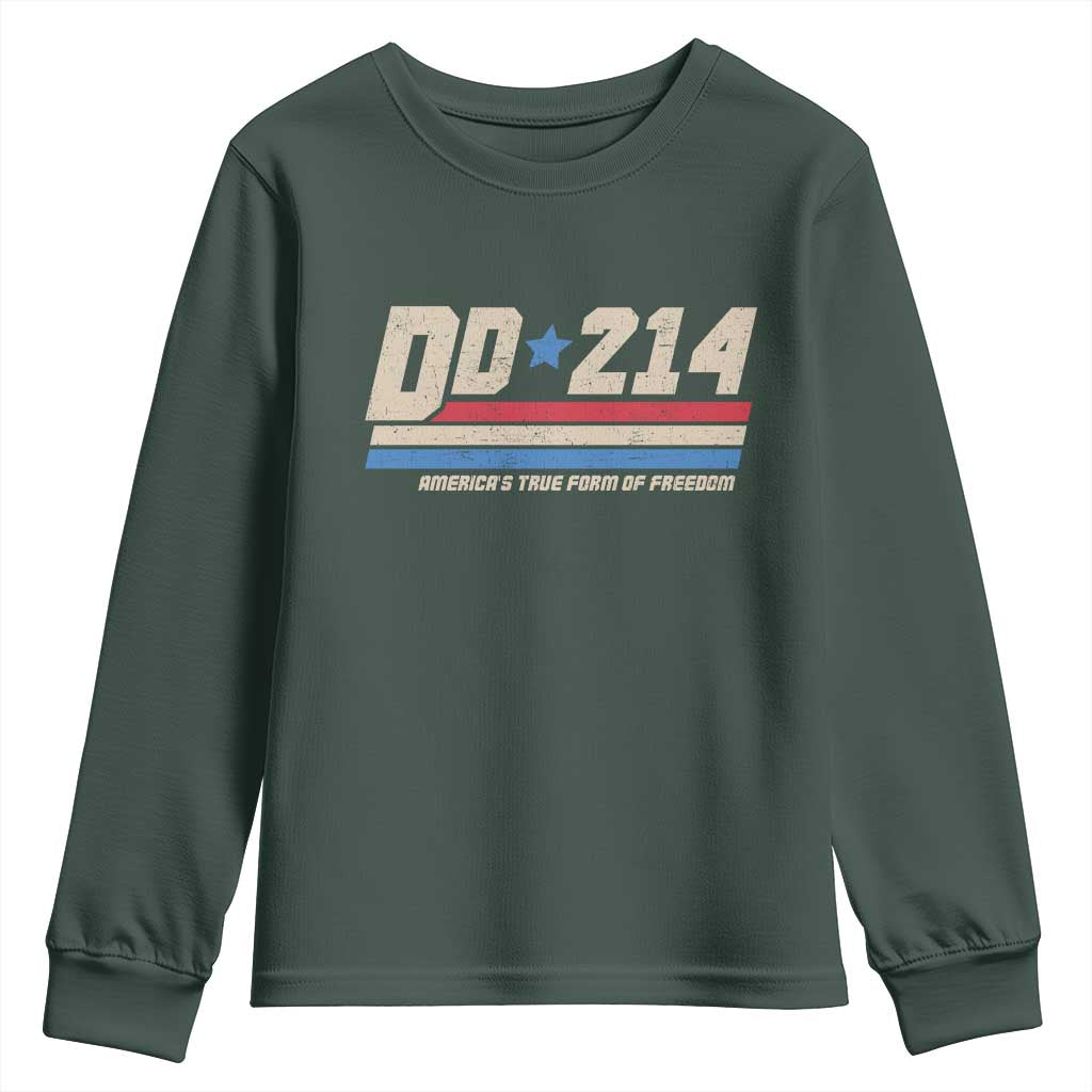 DD-214 Youth Sweatshirt Armed Forces Military Alumni Vintage Veteran TS10 Dark Forest Green Print Your Wear