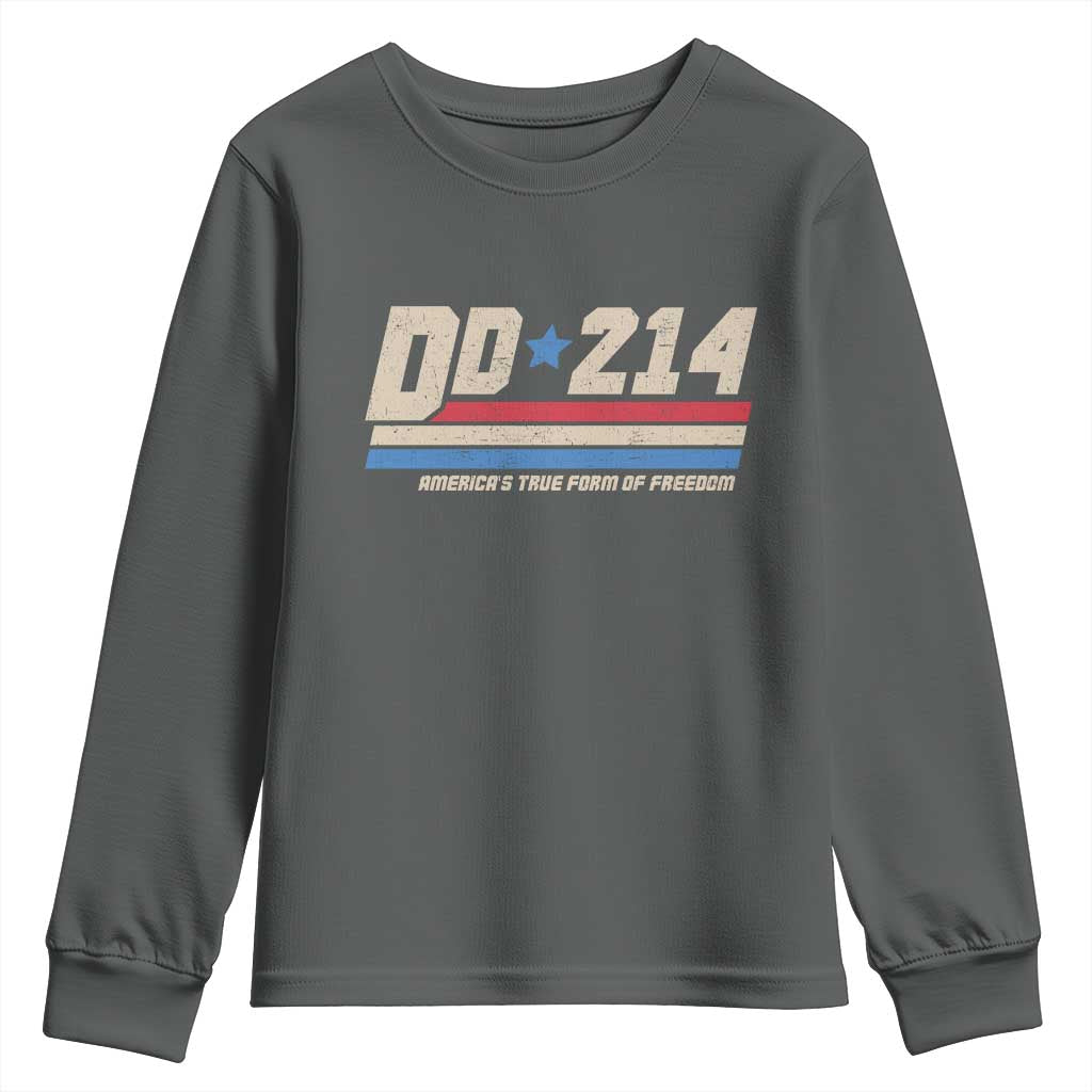 DD-214 Youth Sweatshirt Armed Forces Military Alumni Vintage Veteran TS10 Dark Heather Print Your Wear