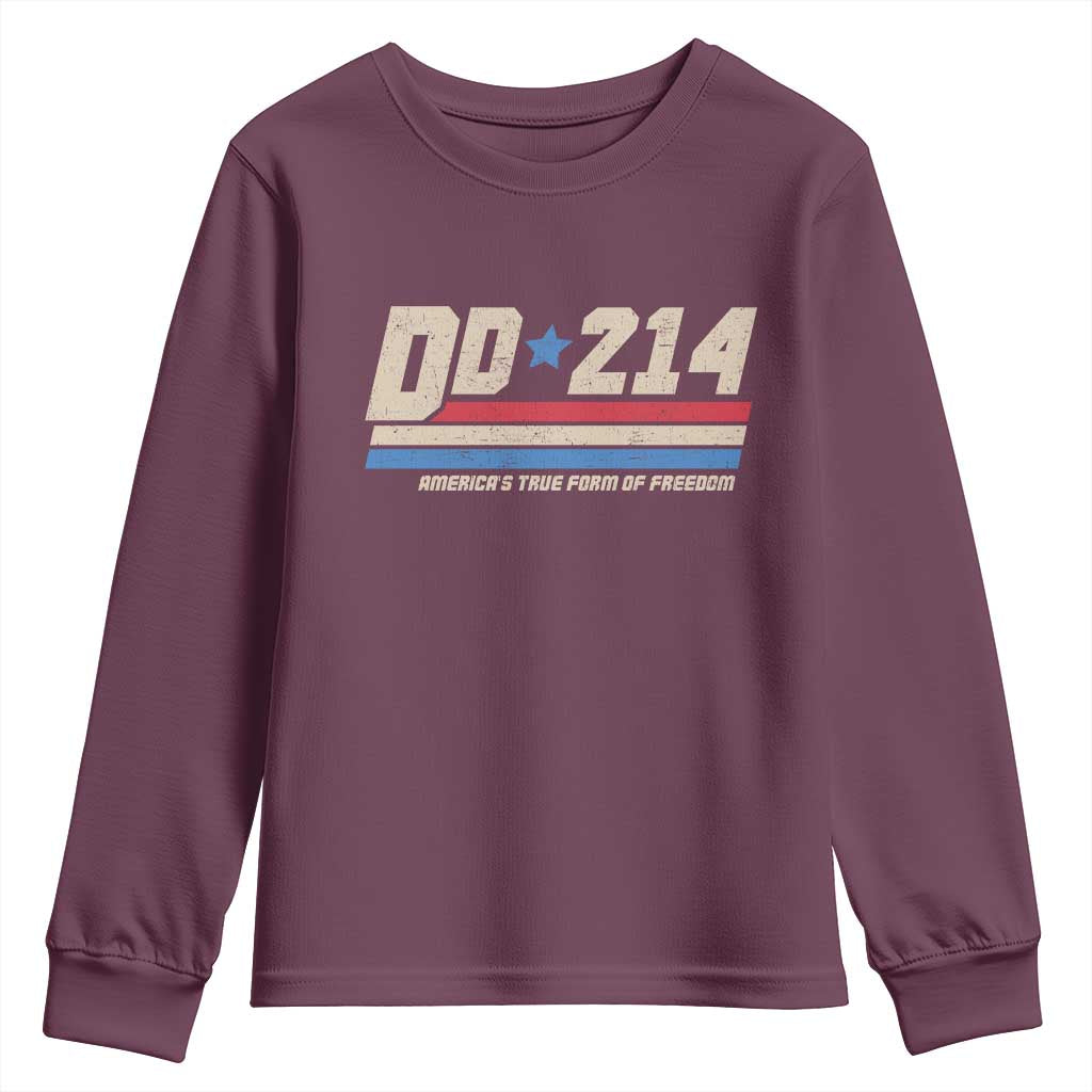 DD-214 Youth Sweatshirt Armed Forces Military Alumni Vintage Veteran TS10 Maroon Print Your Wear