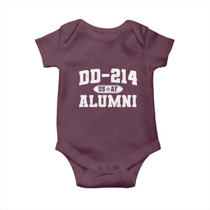 DD-214 US Air Force Alumni Baby Onesie US Military Veteran Retired TS10 Maroon Print Your Wear