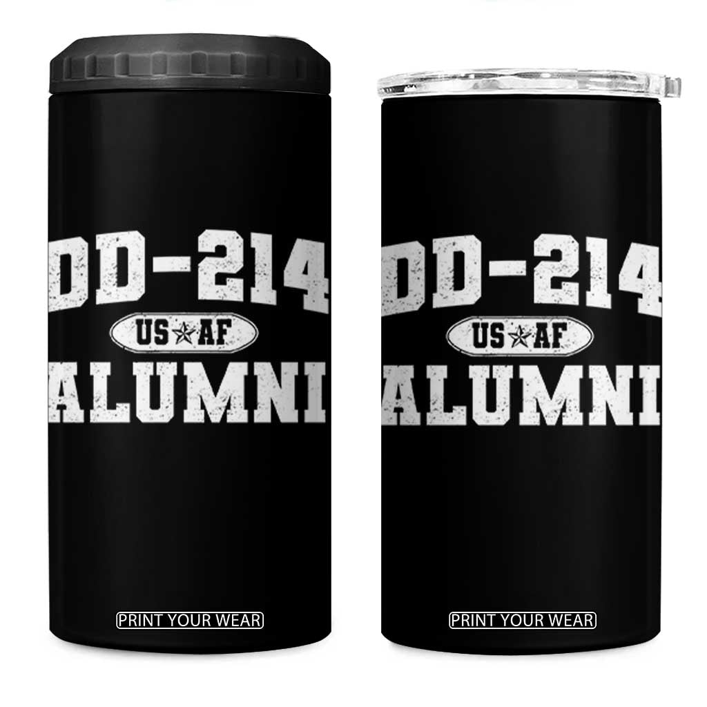 DD-214 US Air Force Alumni 4 in 1 Can Cooler Tumbler US Military Veteran Retired TS10 One Size: 16 oz Black Print Your Wear