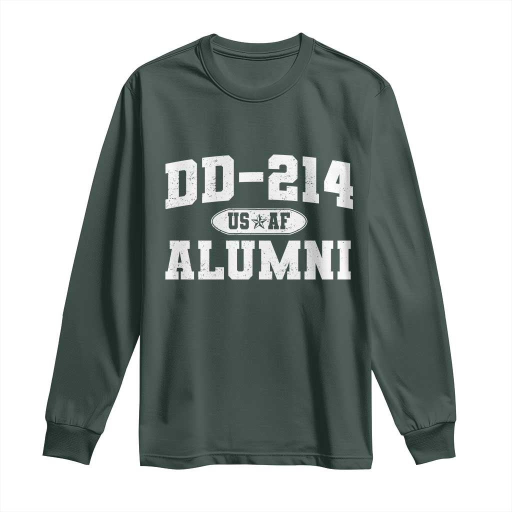 DD-214 US Air Force Alumni Long Sleeve Shirt US Military Veteran Retired TS10 Dark Forest Green Print Your Wear