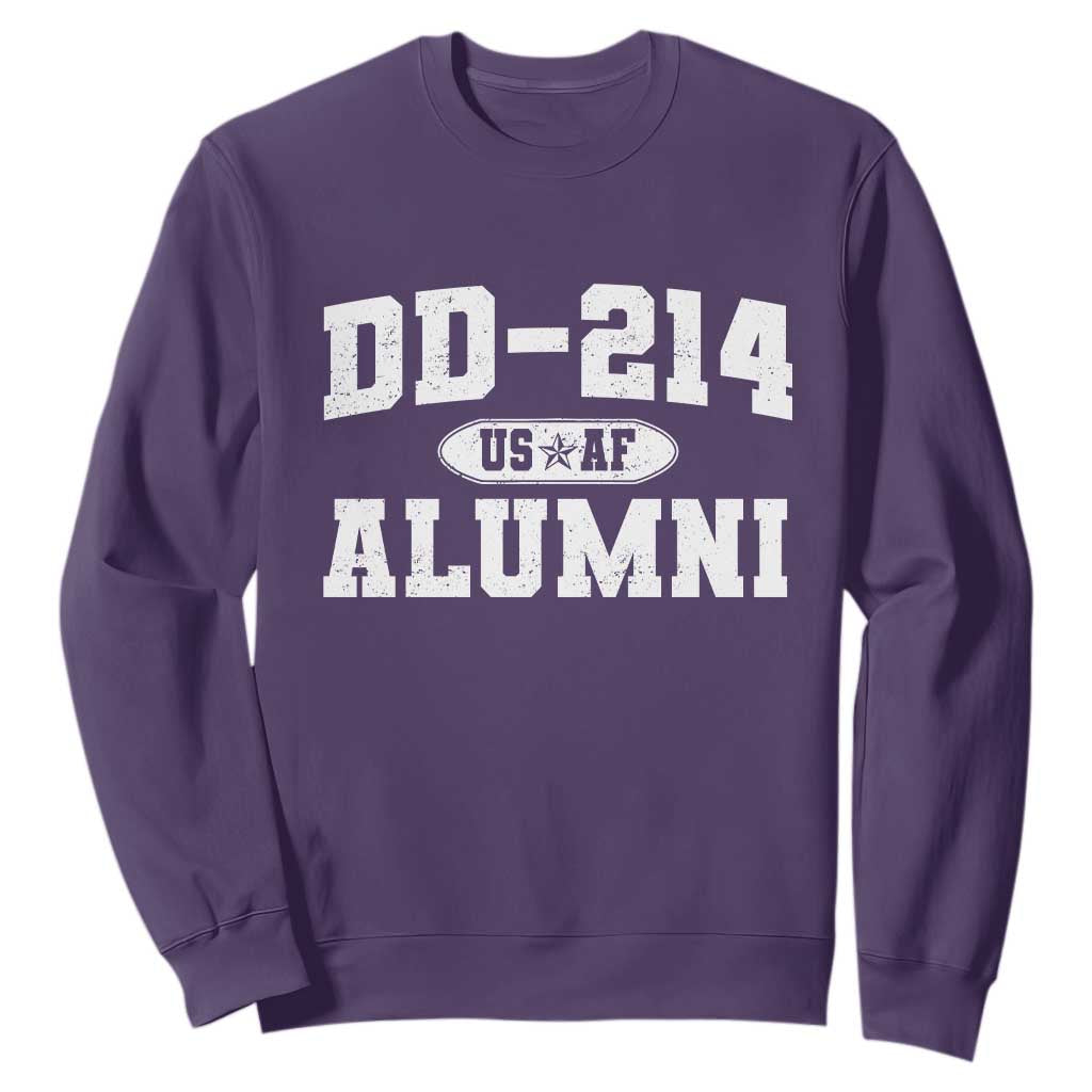 DD-214 US Air Force Alumni Sweatshirt US Military Veteran Retired TS10 Purple Print Your Wear