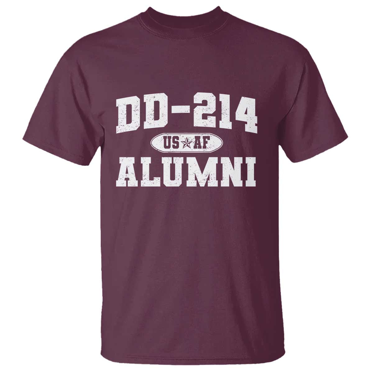 DD-214 US Air Force Alumni T Shirt US Military Veteran Retired TS10 Maroon Print Your Wear