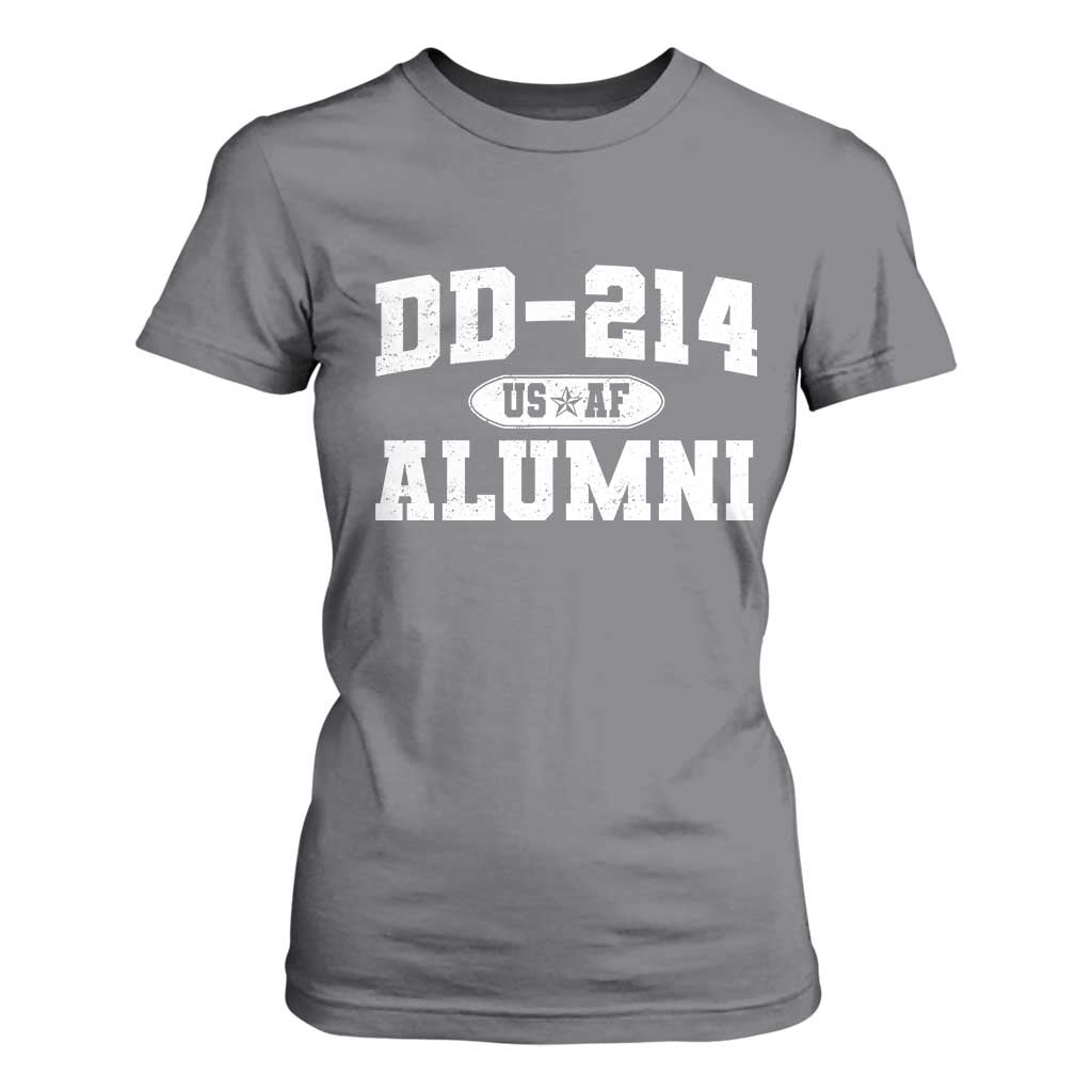DD-214 US Air Force Alumni T Shirt For Women US Military Veteran Retired TS10 Charcoal Print Your Wear