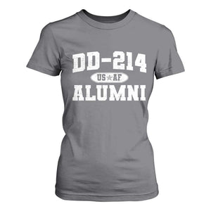 DD-214 US Air Force Alumni T Shirt For Women US Military Veteran Retired TS10 Charcoal Print Your Wear
