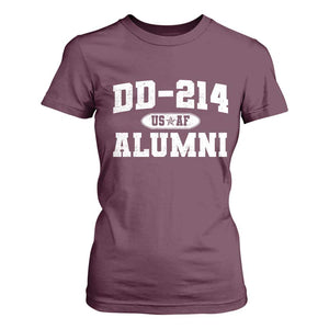 DD-214 US Air Force Alumni T Shirt For Women US Military Veteran Retired TS10 Maroon Print Your Wear