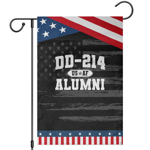 DD-214 US Air Force Alumni Garden Flag US Military Veteran Retired TS10 Distressed Black Blue Print Your Wear