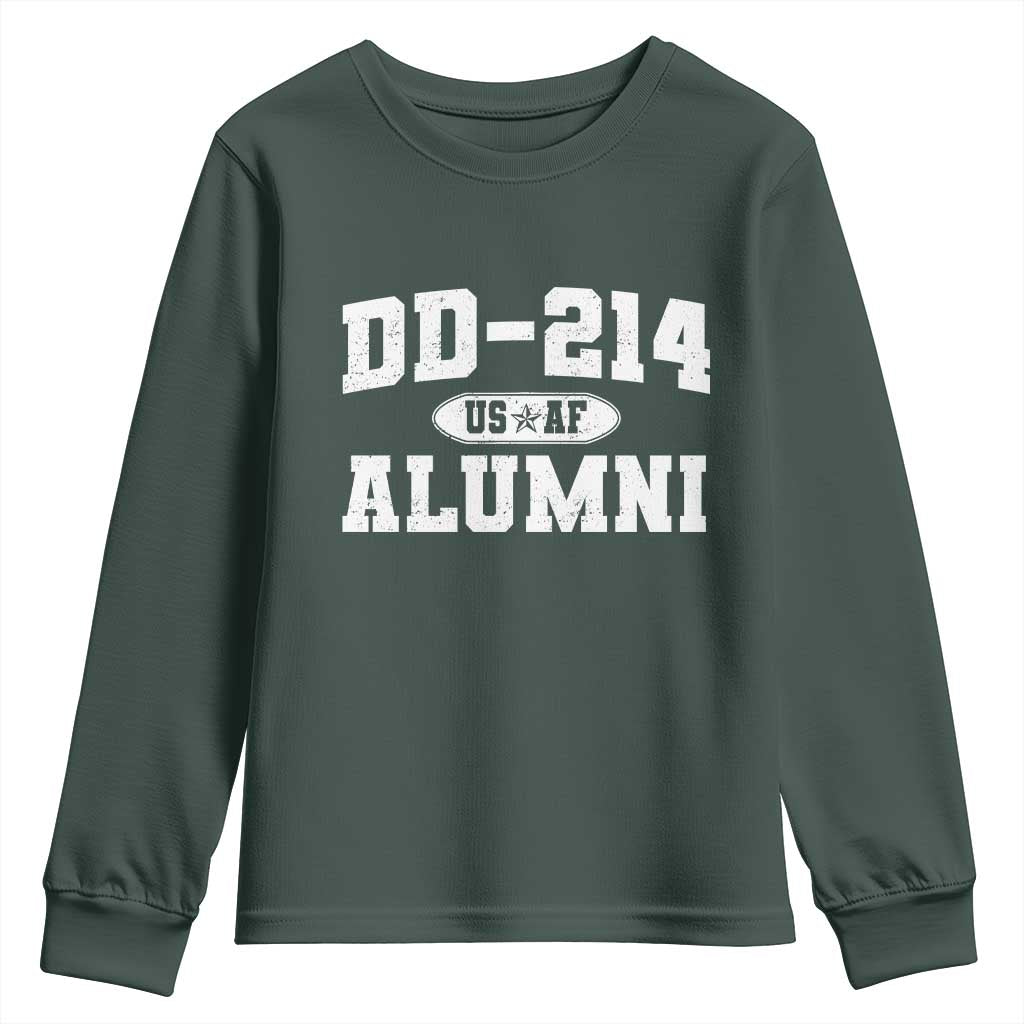 DD-214 US Air Force Alumni Youth Sweatshirt US Military Veteran Retired TS10 Dark Forest Green Print Your Wear