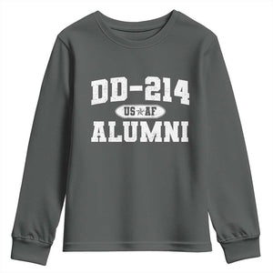 DD-214 US Air Force Alumni Youth Sweatshirt US Military Veteran Retired TS10 Dark Heather Print Your Wear