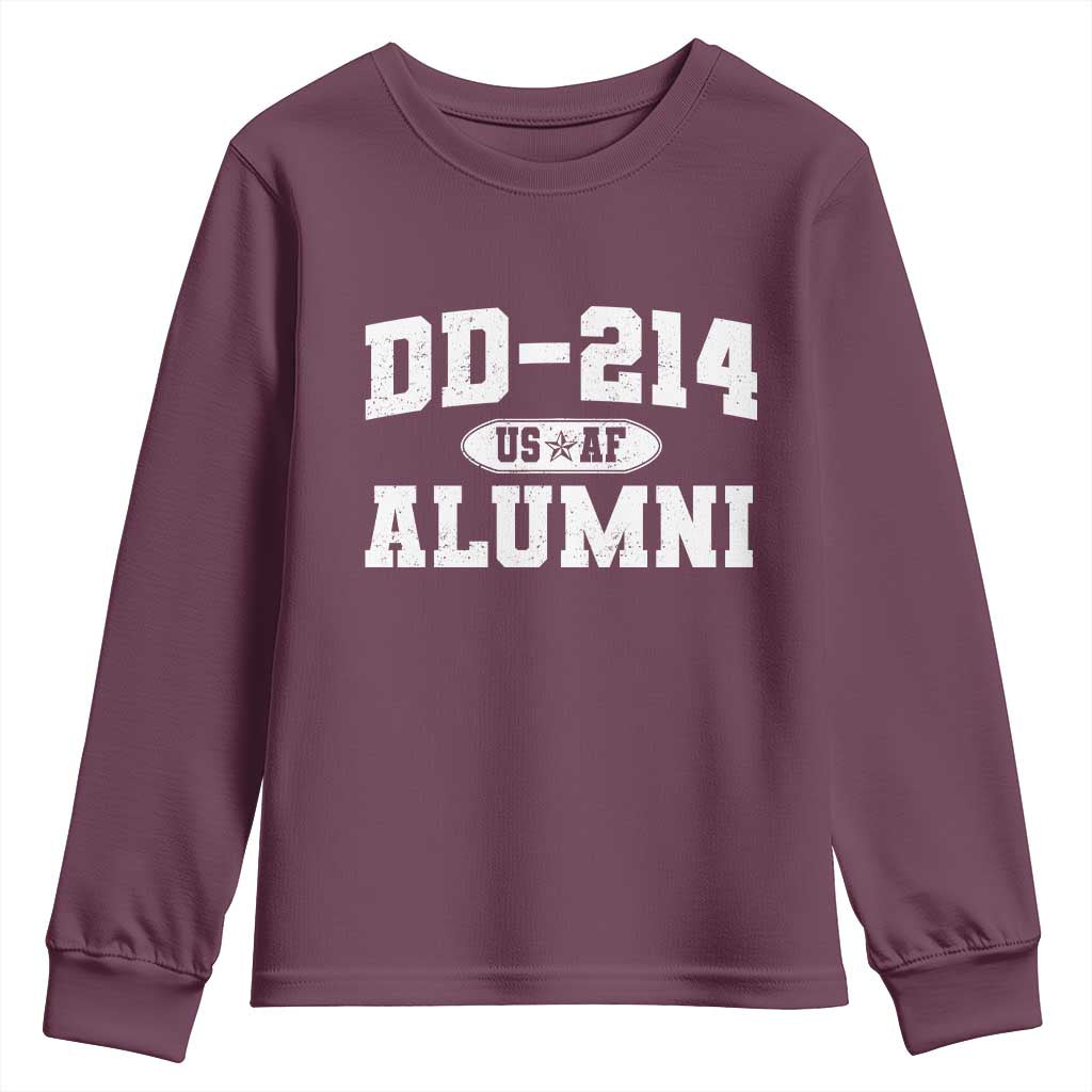 DD-214 US Air Force Alumni Youth Sweatshirt US Military Veteran Retired TS10 Maroon Print Your Wear