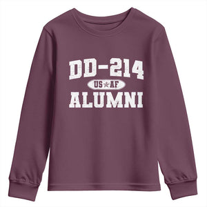 DD-214 US Air Force Alumni Youth Sweatshirt US Military Veteran Retired TS10 Maroon Print Your Wear
