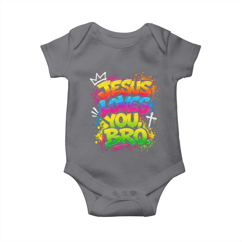 Jesus Loves You Bro Christian Believer Faith Baby Onesie Dripping Graffiti Rap God Religious Graphic