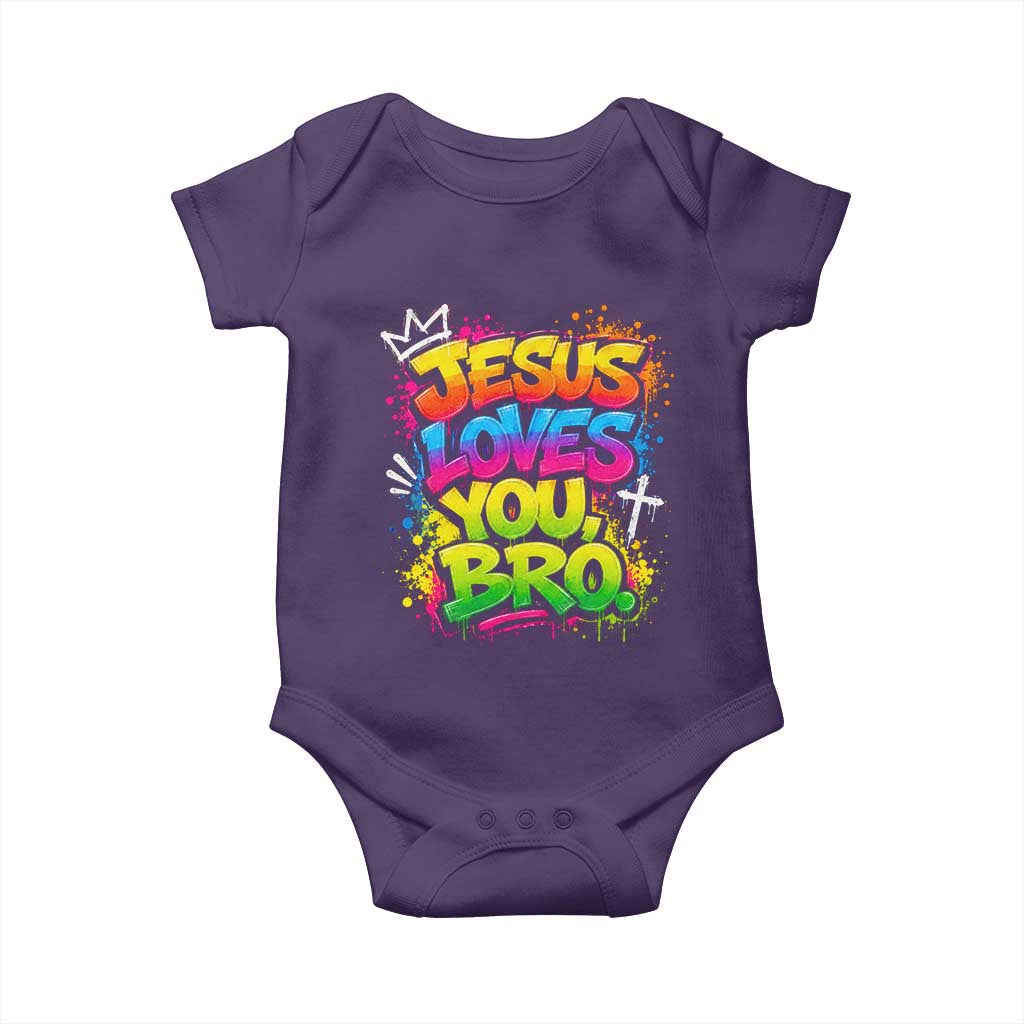 Jesus Loves You Bro Christian Believer Faith Baby Onesie Dripping Graffiti Rap God Religious Graphic