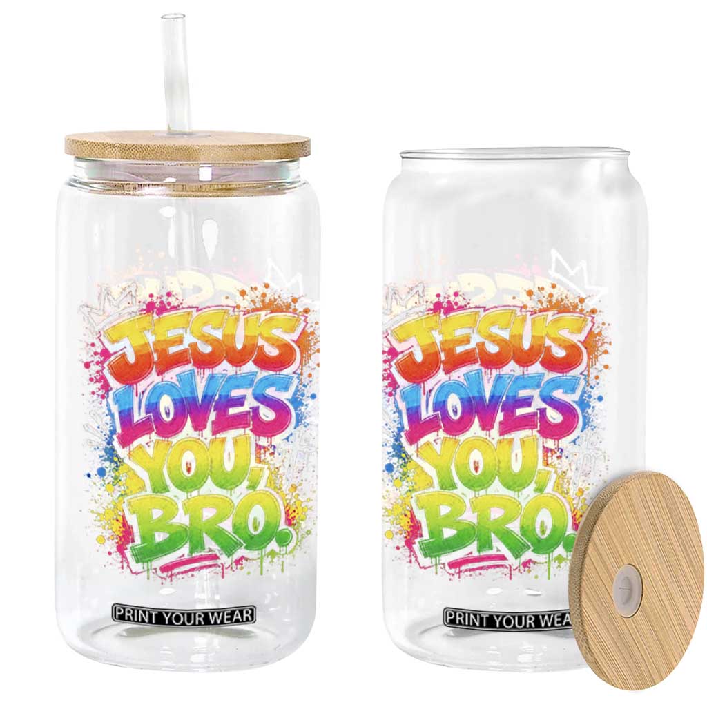 Jesus Loves You Bro Christian Believer Faith Glass Can Dripping Graffiti Rap God Religious Graphic