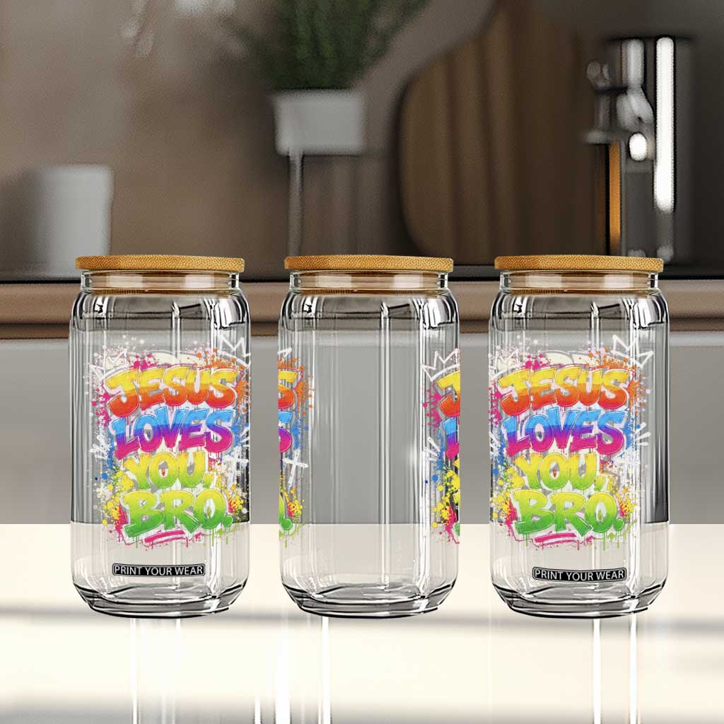 Jesus Loves You Bro Christian Believer Faith Glass Can Dripping Graffiti Rap God Religious Graphic