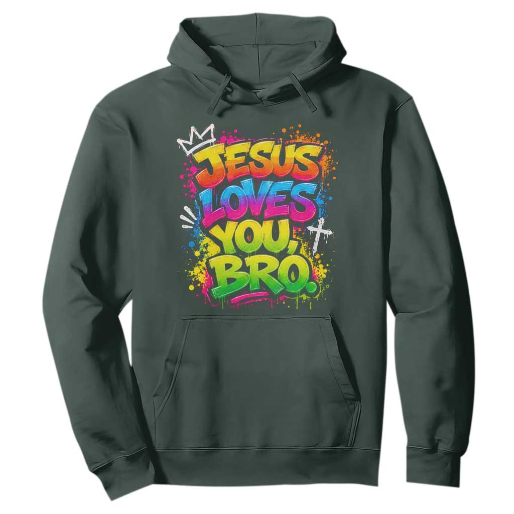 Jesus Loves You Bro Christian Believer Faith Hoodie Dripping Graffiti Rap God Religious Graphic