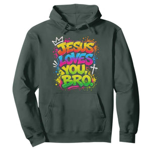 Jesus Loves You Bro Christian Believer Faith Hoodie Dripping Graffiti Rap God Religious Graphic