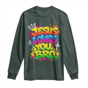 Jesus Loves You Bro Christian Believer Faith Long Sleeve Shirt Dripping Graffiti Rap God Religious Graphic