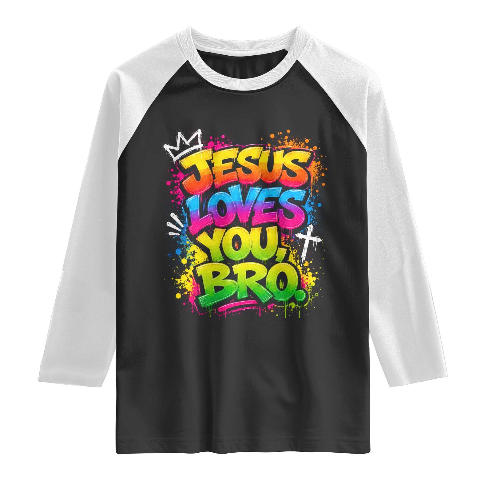 Jesus Loves You Bro Christian Believer Faith Raglan Shirt Dripping Graffiti Rap God Religious Graphic TS10 Black White Print Your Wear