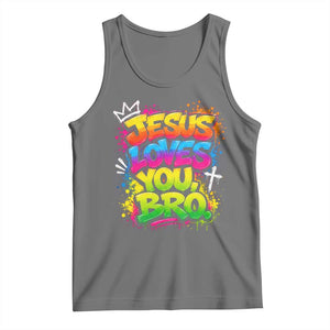 Jesus Loves You Bro Christian Believer Faith Tank Top Dripping Graffiti Rap God Religious Graphic