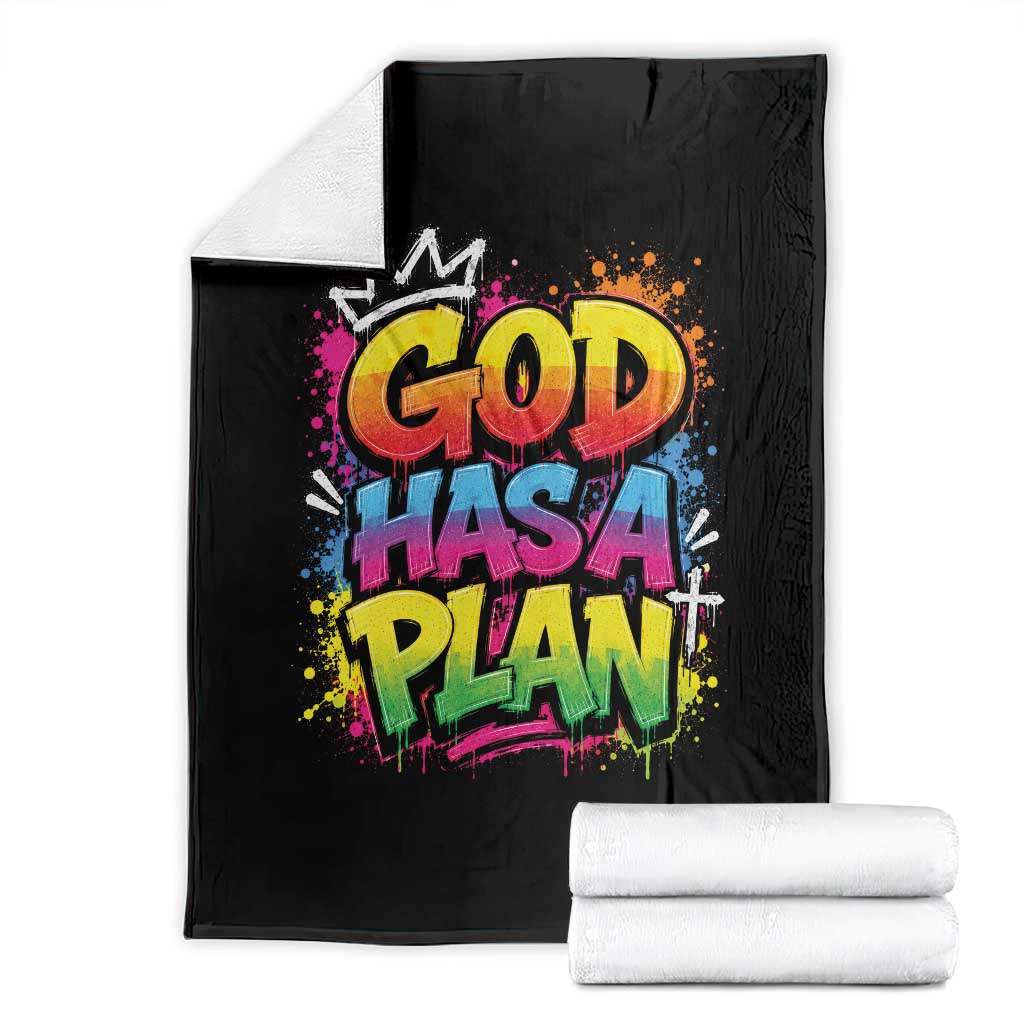 God Has A Plan Throw Blanket Graffiti Rap Christian Faith Graphic TS10 Black Print Your Wear