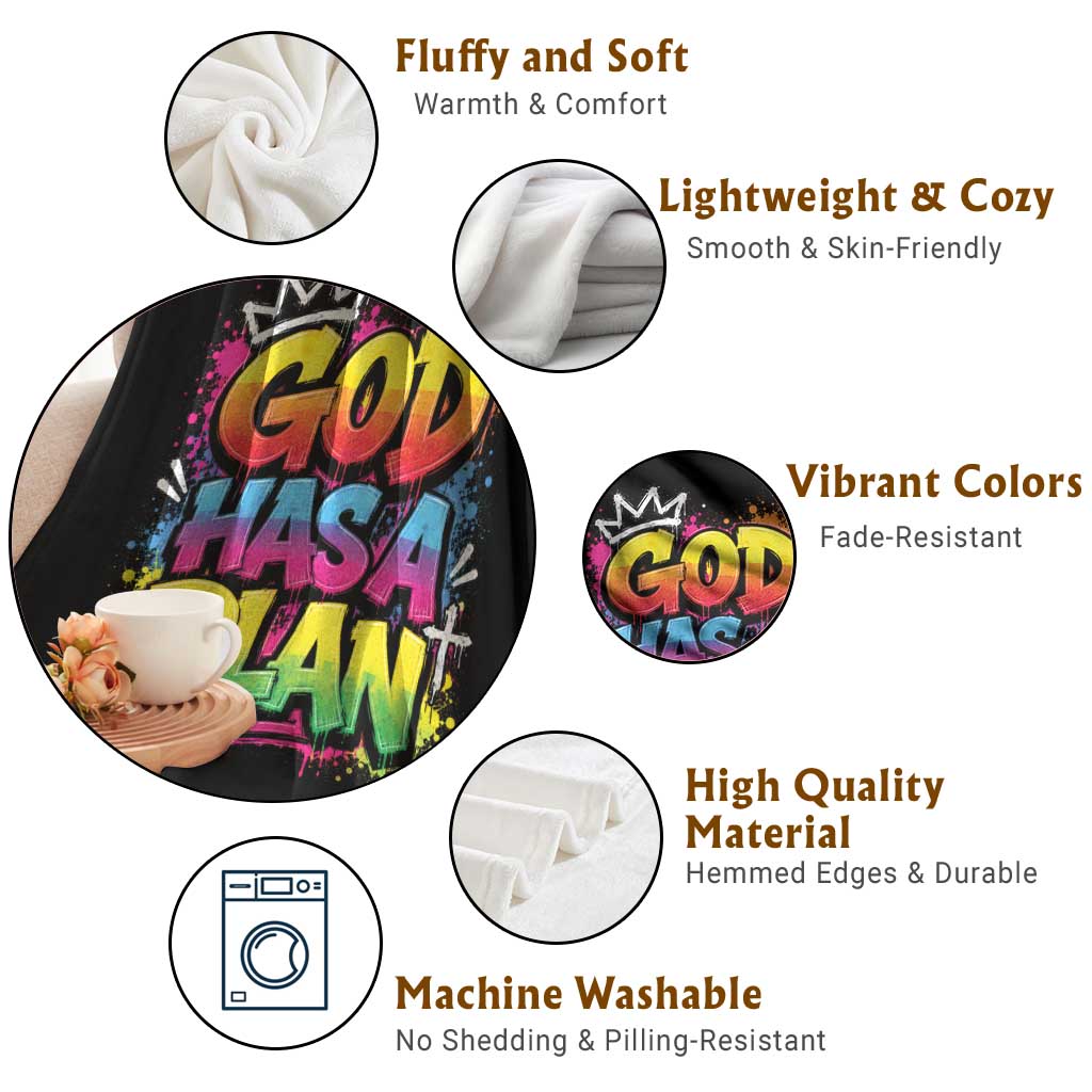 God Has A Plan Throw Blanket Graffiti Rap Christian Faith Graphic