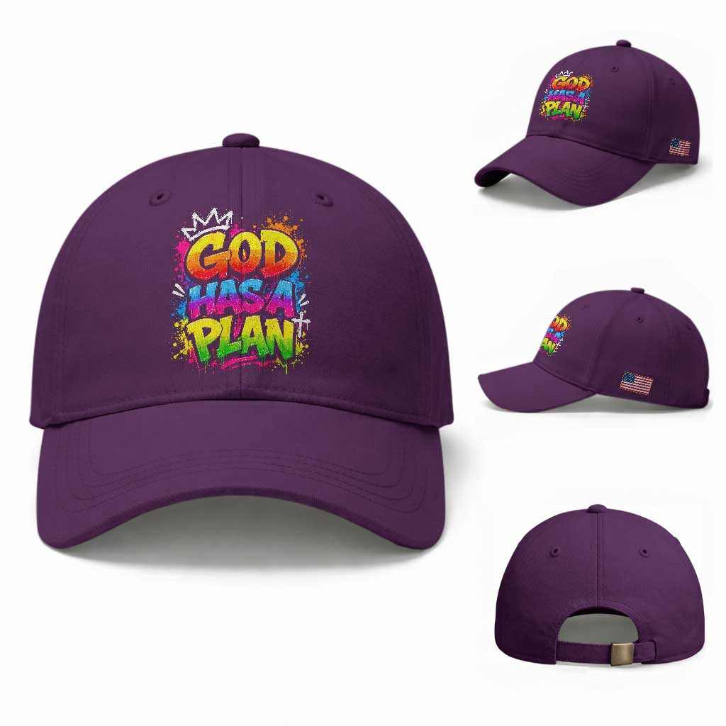 God Has A Plan Baseball Cap Graffiti Rap Christian Faith Graphic