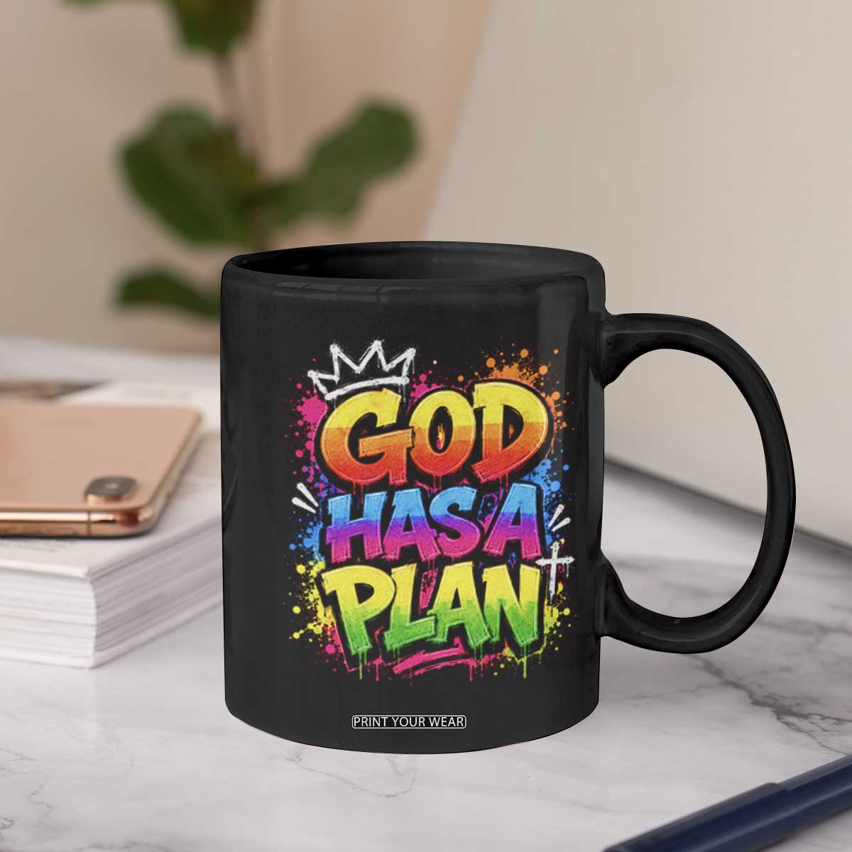 God Has A Plan Coffee Mug Graffiti Rap Christian Faith Graphic