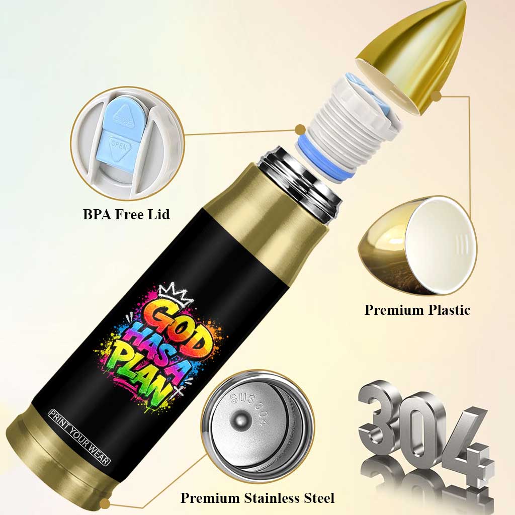 God Has A Plan Bullet Tumbler Graffiti Rap Christian Faith Graphic