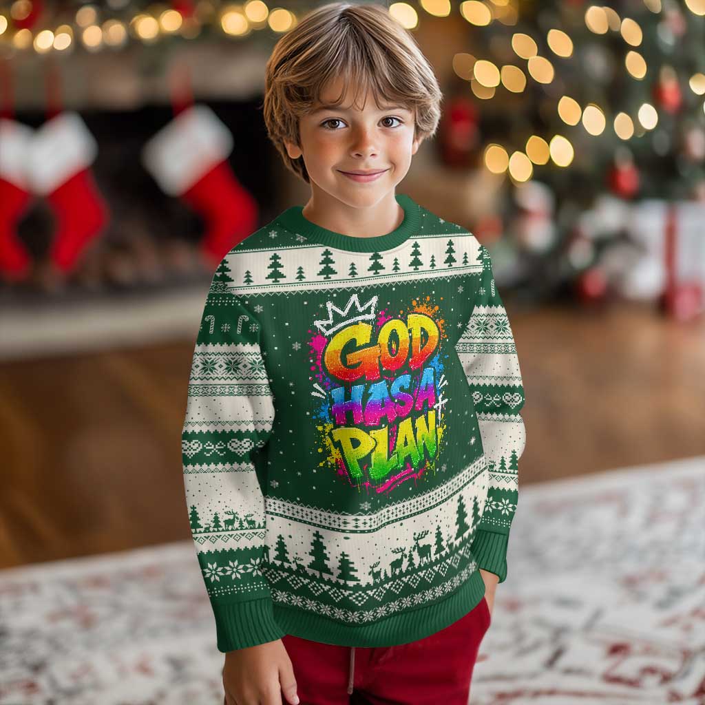 God Has A Plan Ugly Christmas Sweater Graffiti Rap Christian Faith Graphic