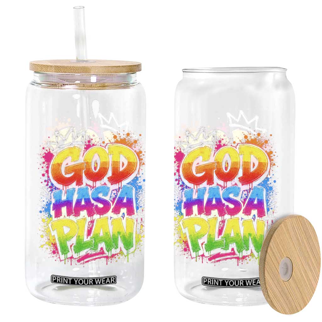 God Has A Plan Glass Can Graffiti Rap Christian Faith Graphic