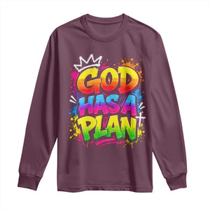 God Has A Plan Long Sleeve Shirt Graffiti Rap Christian Faith Graphic