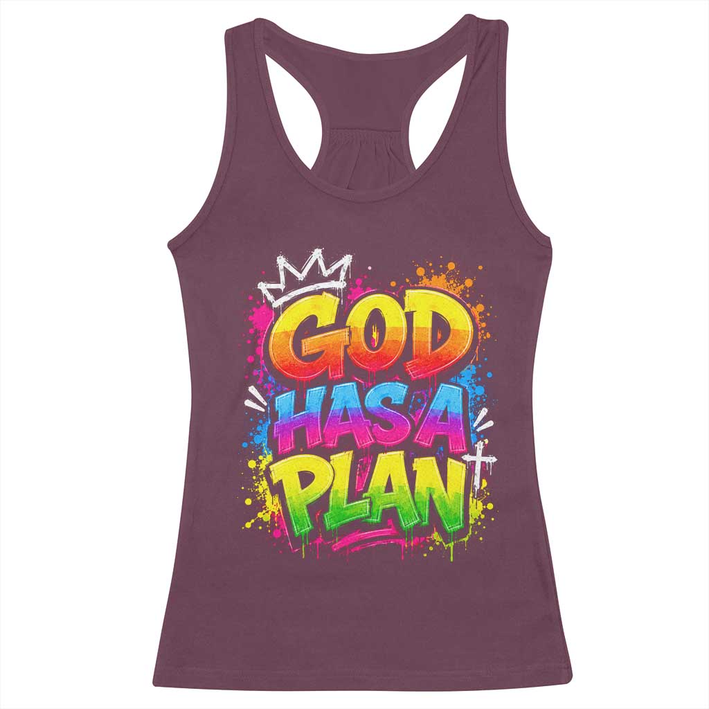 God Has A Plan Racerback Tank Top Graffiti Rap Christian Faith Graphic
