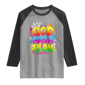 God Has A Plan Raglan Shirt Graffiti Rap Christian Faith Graphic