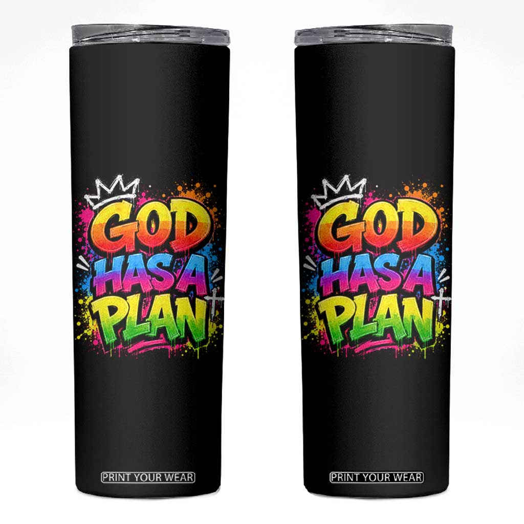 God Has A Plan Skinny Tumbler Graffiti Rap Christian Faith Graphic