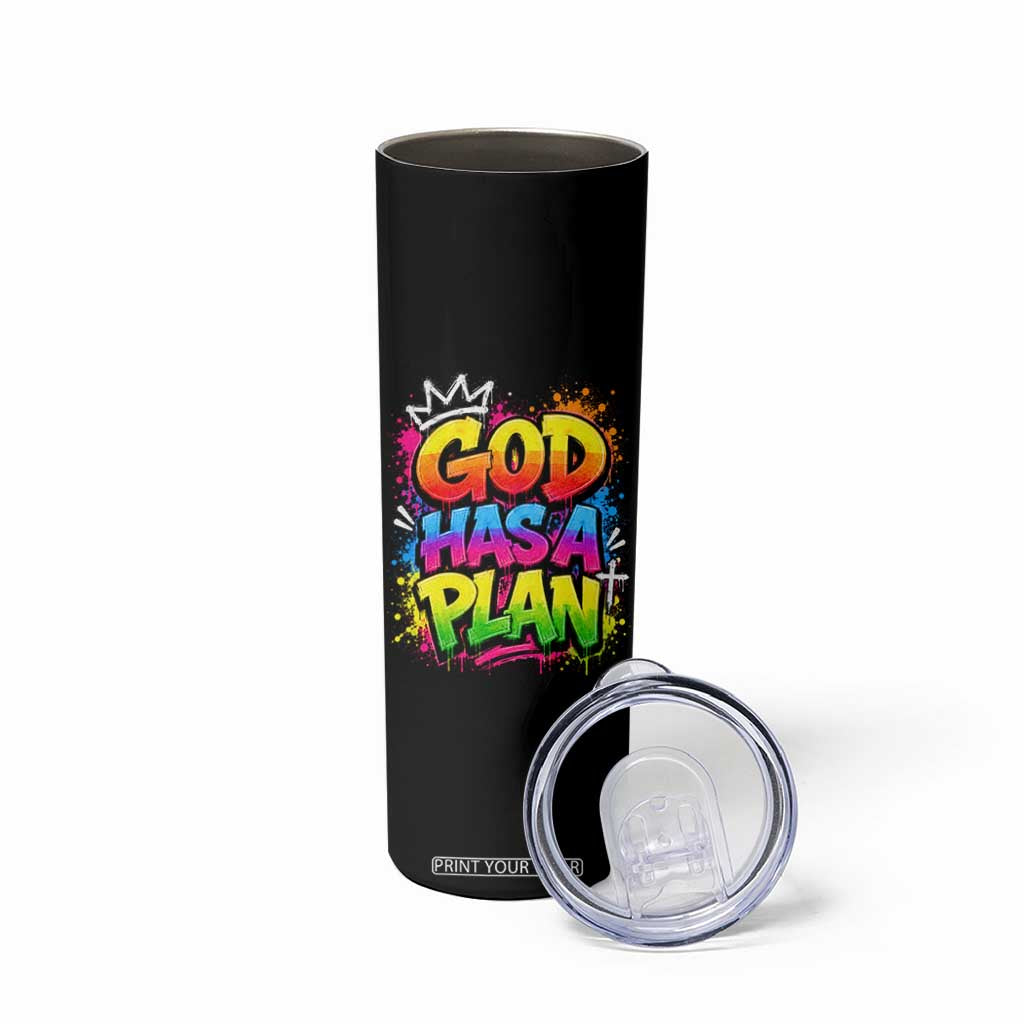 God Has A Plan Skinny Tumbler Graffiti Rap Christian Faith Graphic
