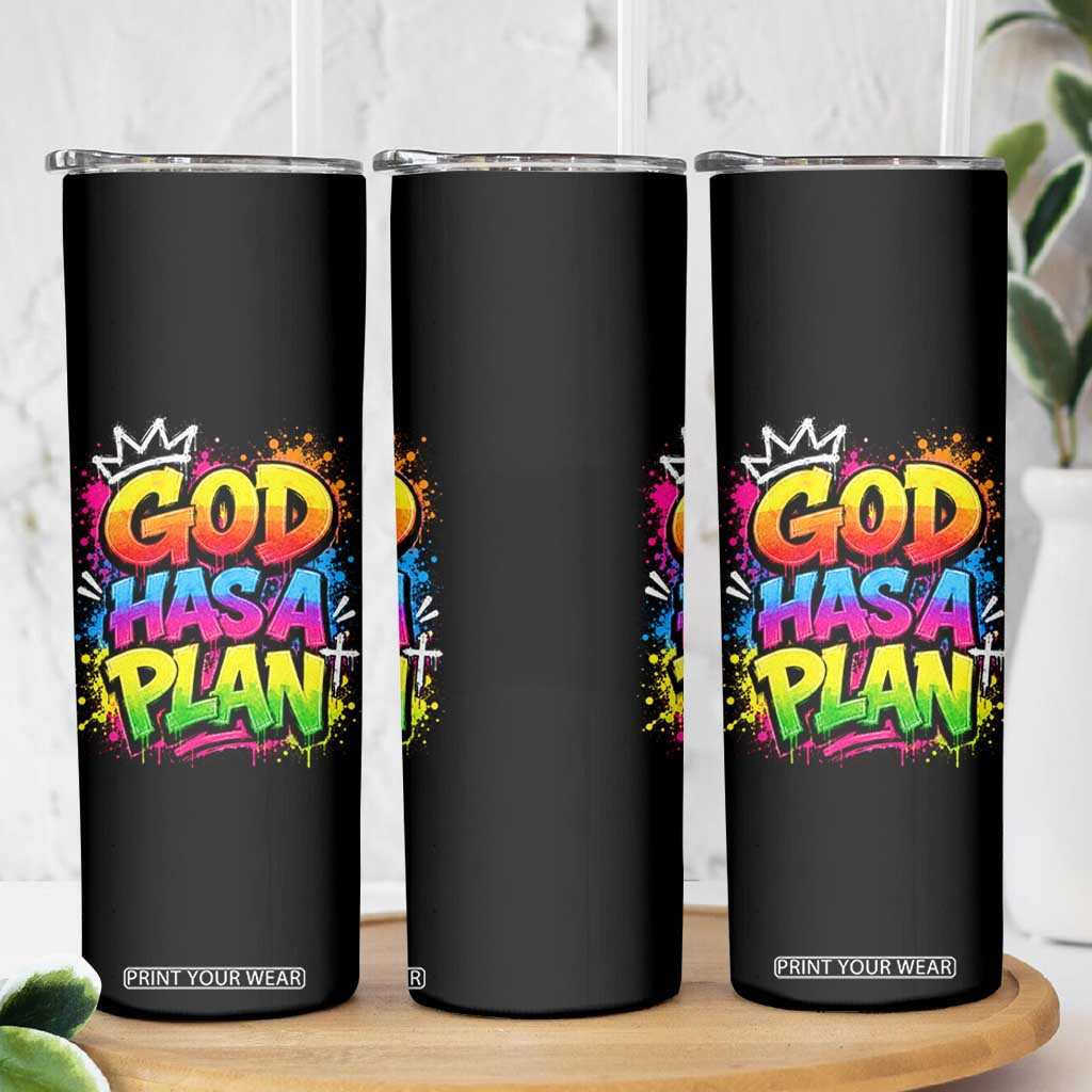 God Has A Plan Skinny Tumbler Graffiti Rap Christian Faith Graphic