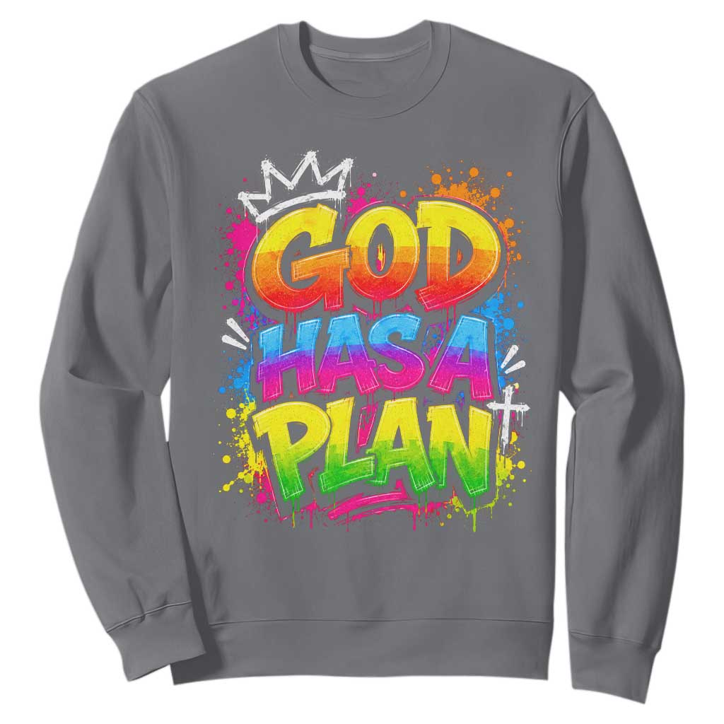 God Has A Plan Sweatshirt Graffiti Rap Christian Faith Graphic
